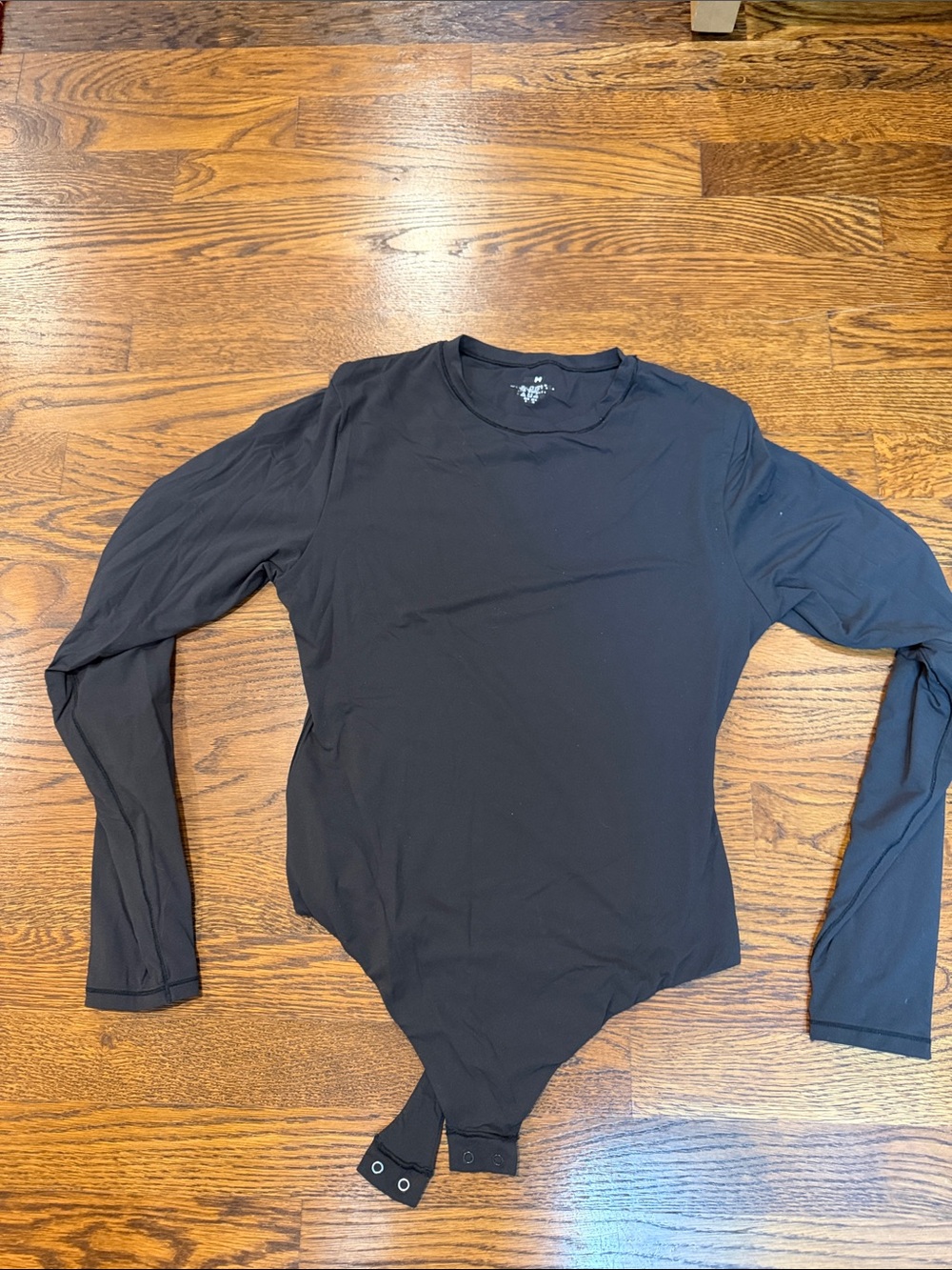SKIMS Women's Black Long-Sleeve Snap-Front Bodysuit Shirt